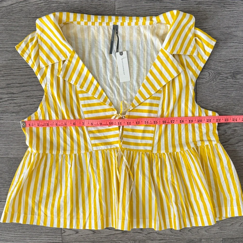🌼ANTHROPOLGIE🌼 NWT Yellow Striped Sleeveless Top, Size XL - Picture 5 of 10